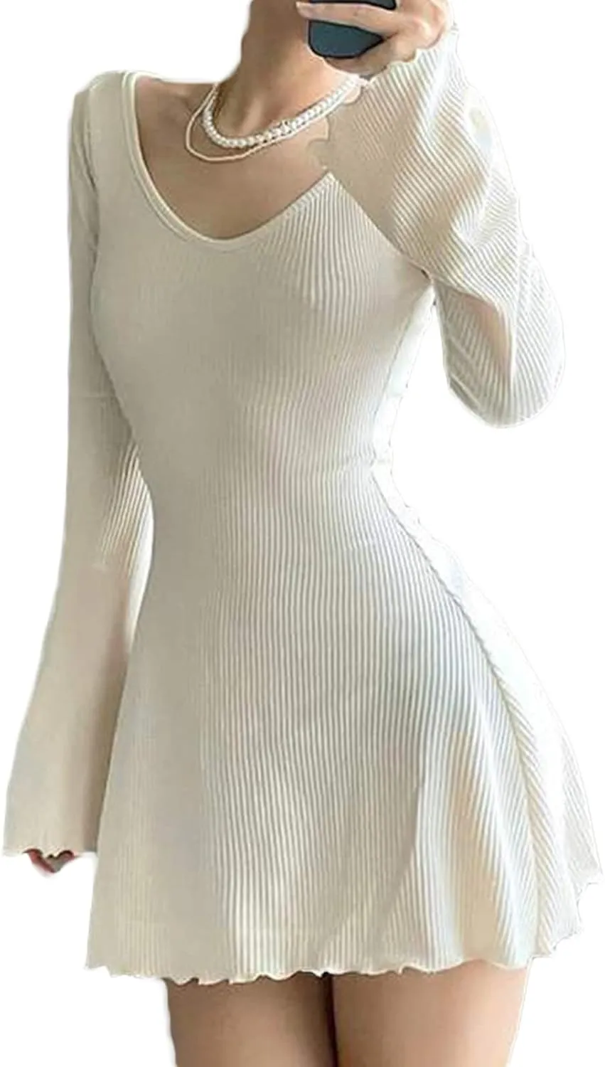 SOLILOQUY Women Gothic Dress Punk Off Shoulder Striped Knit Dress Y2k Fairy Grunge Dress Halloween Dark Academia Clothes
