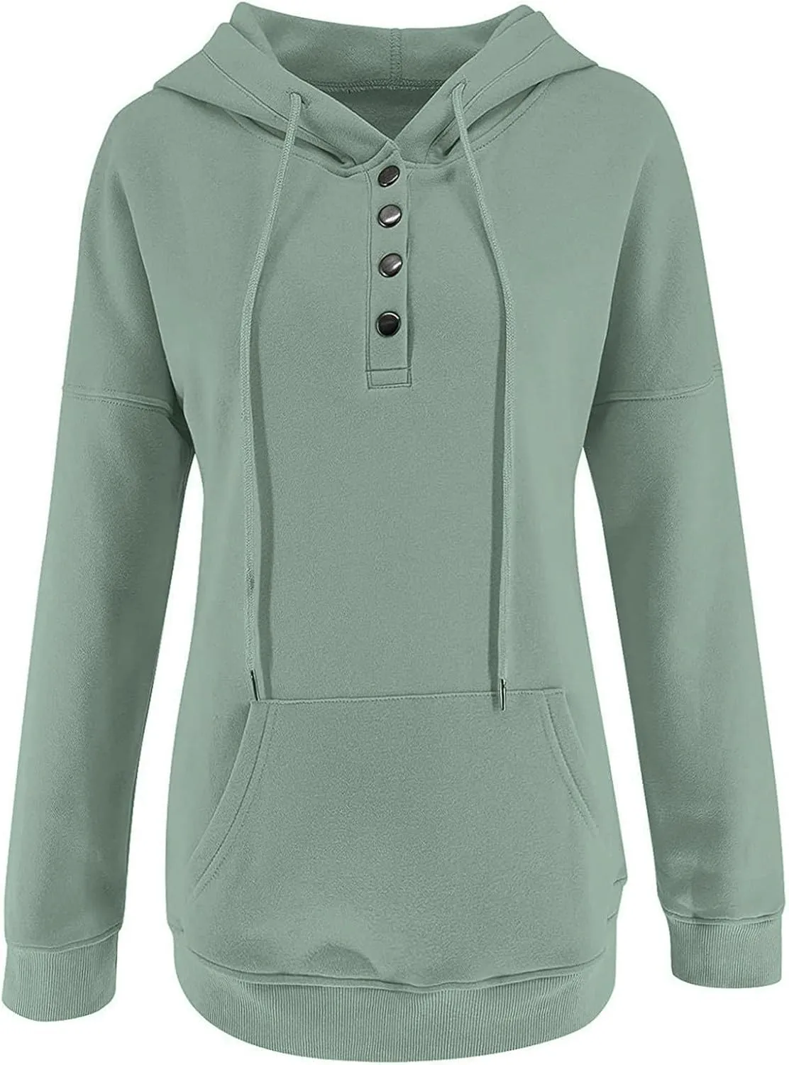 Sweatshirt for Women Zip Up Womens 2024 Hoodies Button Collar Drawstring Hooded Pullover Sweatshirt Casual Long Sleeve Tops