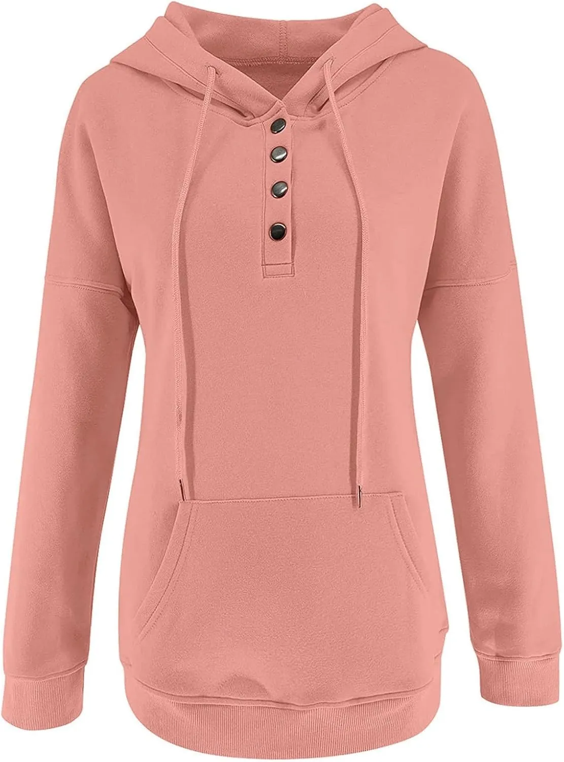Sweatshirt for Women Zip Up Womens 2024 Hoodies Button Collar Drawstring Hooded Pullover Sweatshirt Casual Long Sleeve Tops