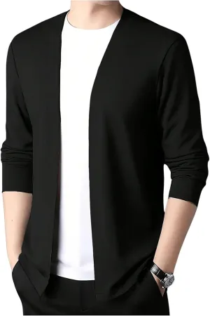 SweatyRocks Men's Cardigan Sweaters Lightweight Long Sleeve Open Front Cardigan Outwear
