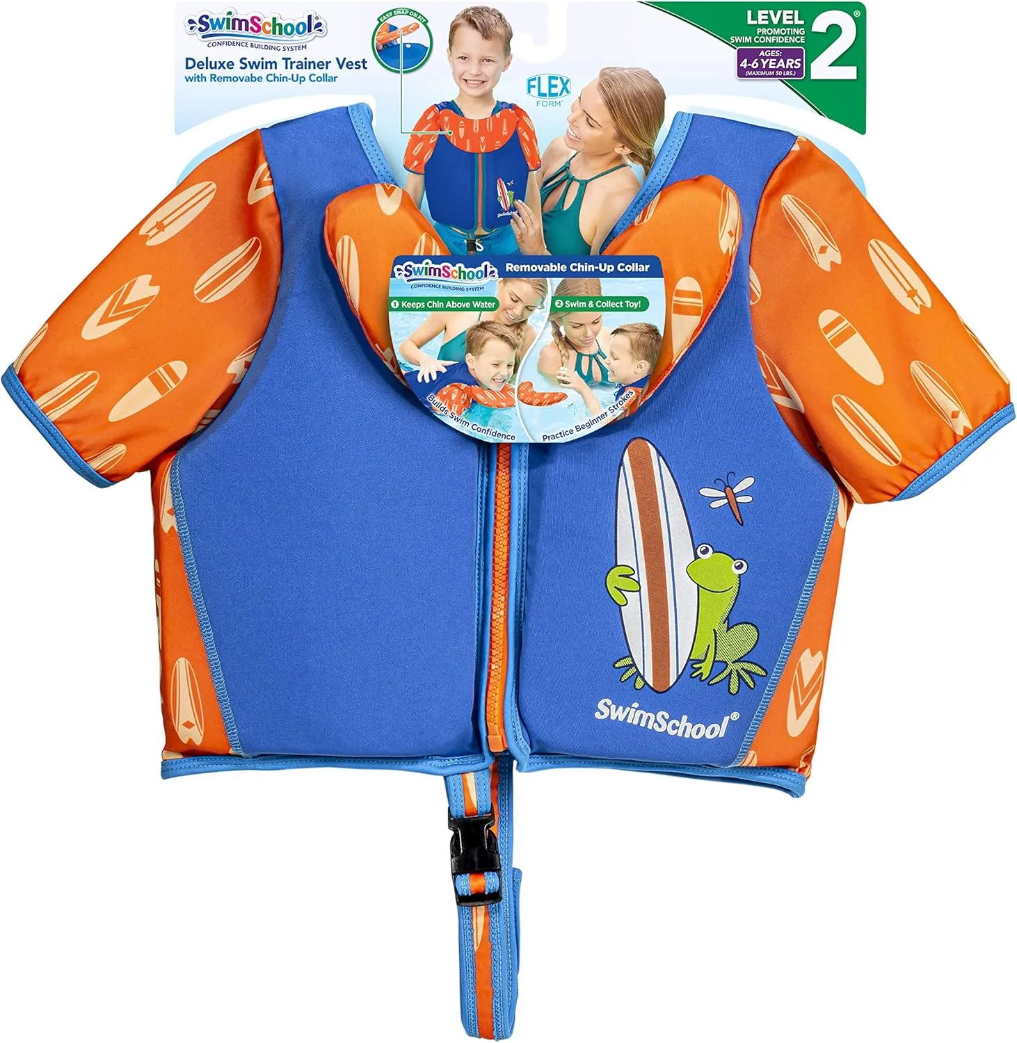 SwimSchool Kids Swim Trainer Vests for Toddlers Ages 2-6  Boys/Girls  Multiple Colors/Styles  Learn to Swim Floaties