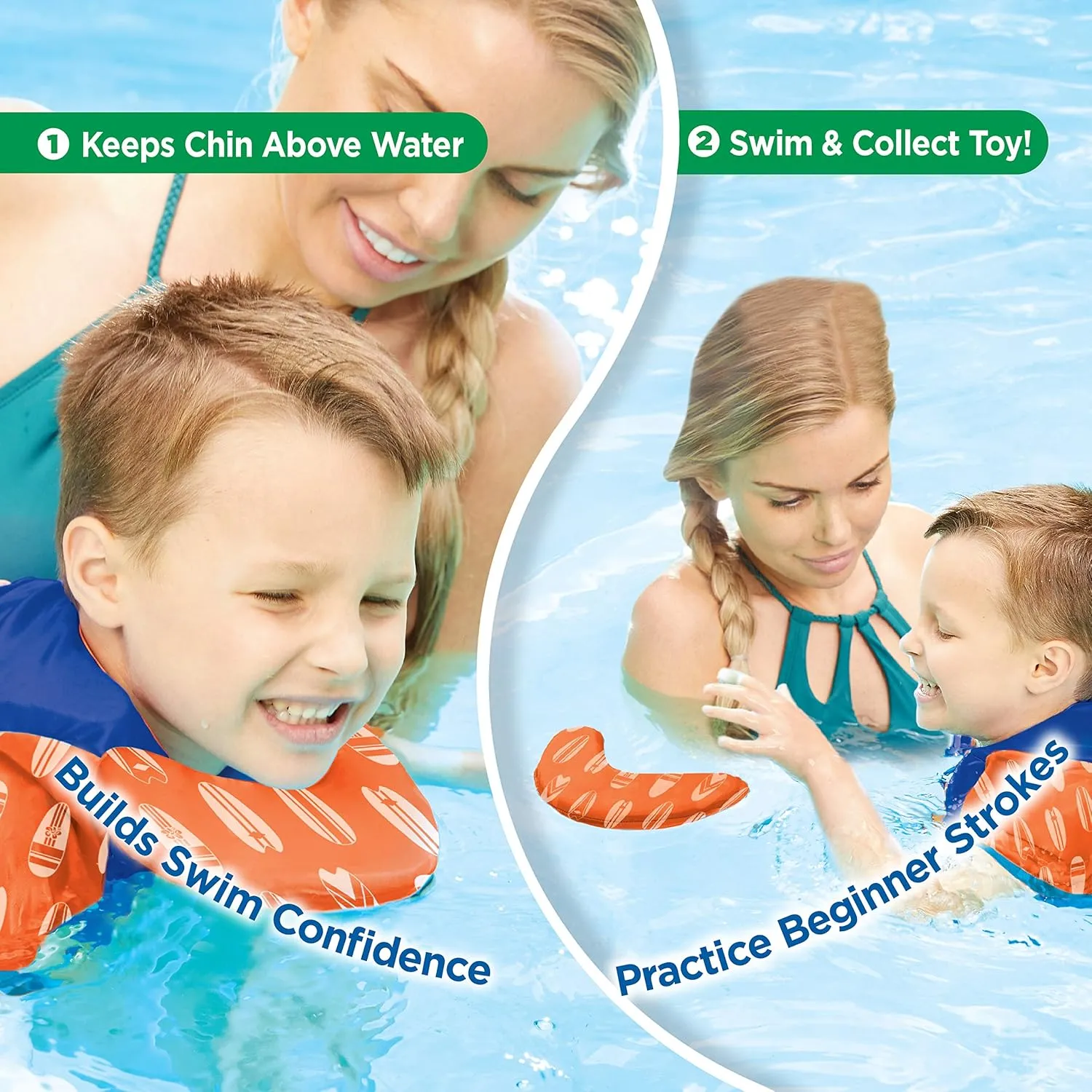 SwimSchool Kids Swim Trainer Vests for Toddlers Ages 2-6  Boys/Girls  Multiple Colors/Styles  Learn to Swim Floaties
