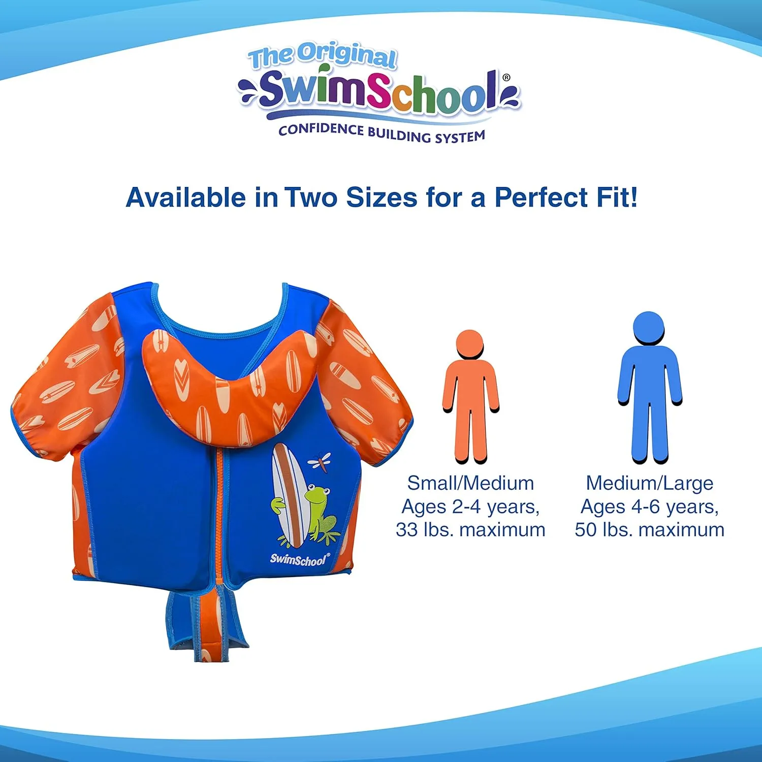 SwimSchool Kids Swim Trainer Vests for Toddlers Ages 2-6  Boys/Girls  Multiple Colors/Styles  Learn to Swim Floaties