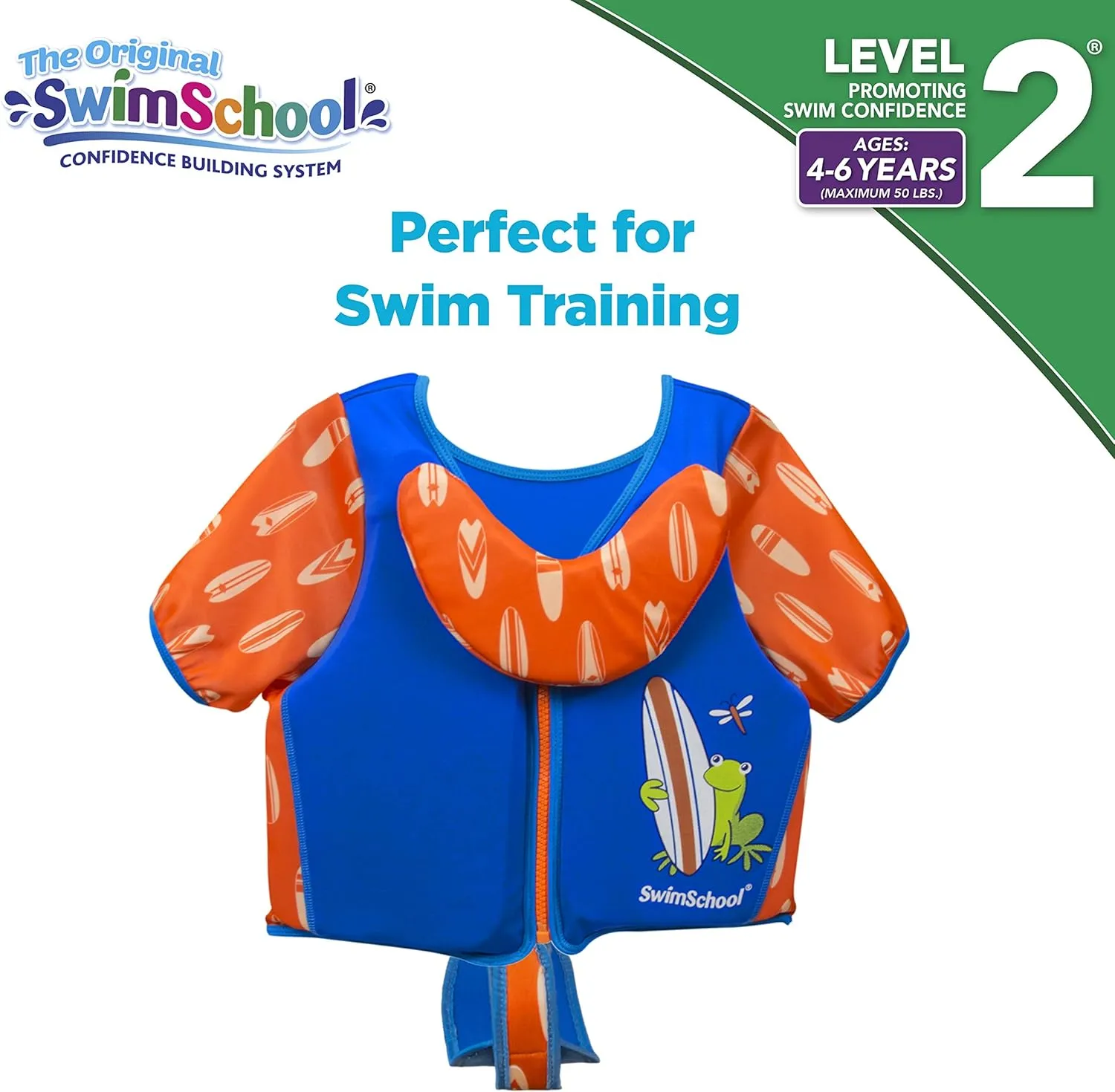 SwimSchool Kids Swim Trainer Vests for Toddlers Ages 2-6  Boys/Girls  Multiple Colors/Styles  Learn to Swim Floaties