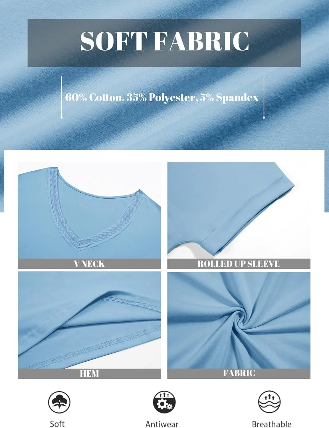 Tankaneo Womens Deep V Neck T-Shirts Oversized Casual Summer Loose Fit Short Sleeve Tops