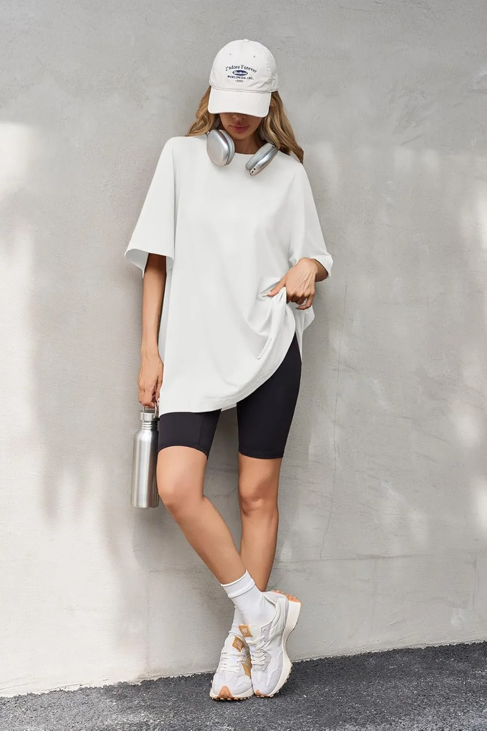 Tankaneo Womens Oversized Tshirts Crew Neck Short Raglan Sleeve Tunic Tops Summer Casual Loose Fit Workout Tee Shirts
