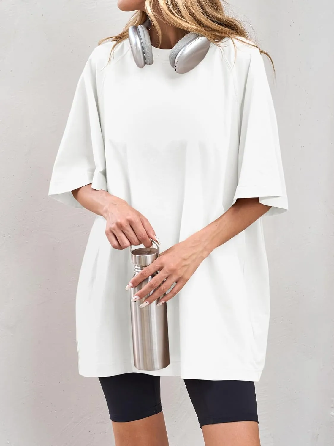 Tankaneo Womens Oversized Tshirts Crew Neck Short Raglan Sleeve Tunic Tops Summer Casual Loose Fit Workout Tee Shirts