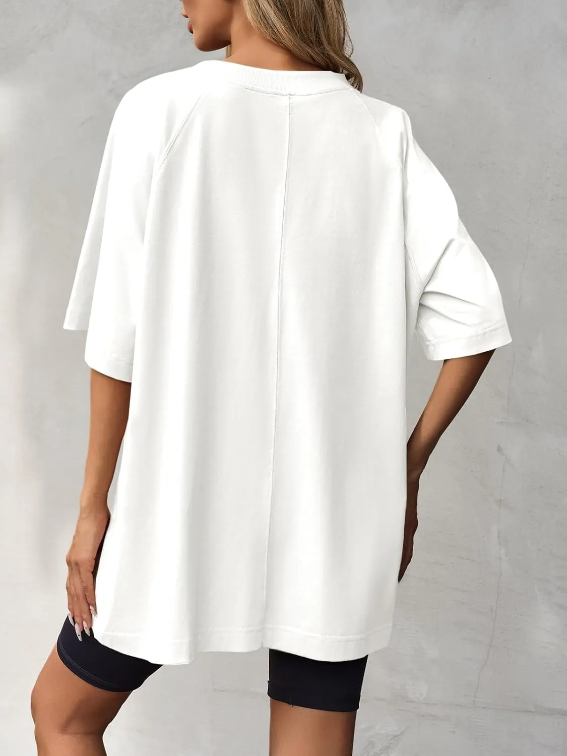 Tankaneo Womens Oversized Tshirts Crew Neck Short Raglan Sleeve Tunic Tops Summer Casual Loose Fit Workout Tee Shirts