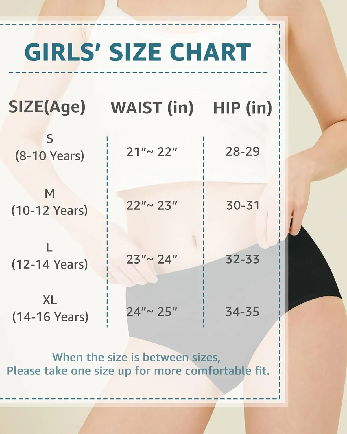 Teen Girls Cotton Underwear Mid Waist Brief Panties 6 pack