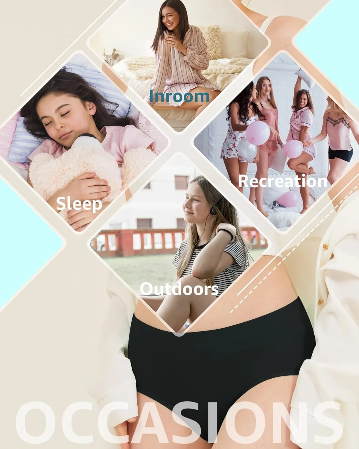 Teen Girls Cotton Underwear Mid Waist Brief Panties 6 pack