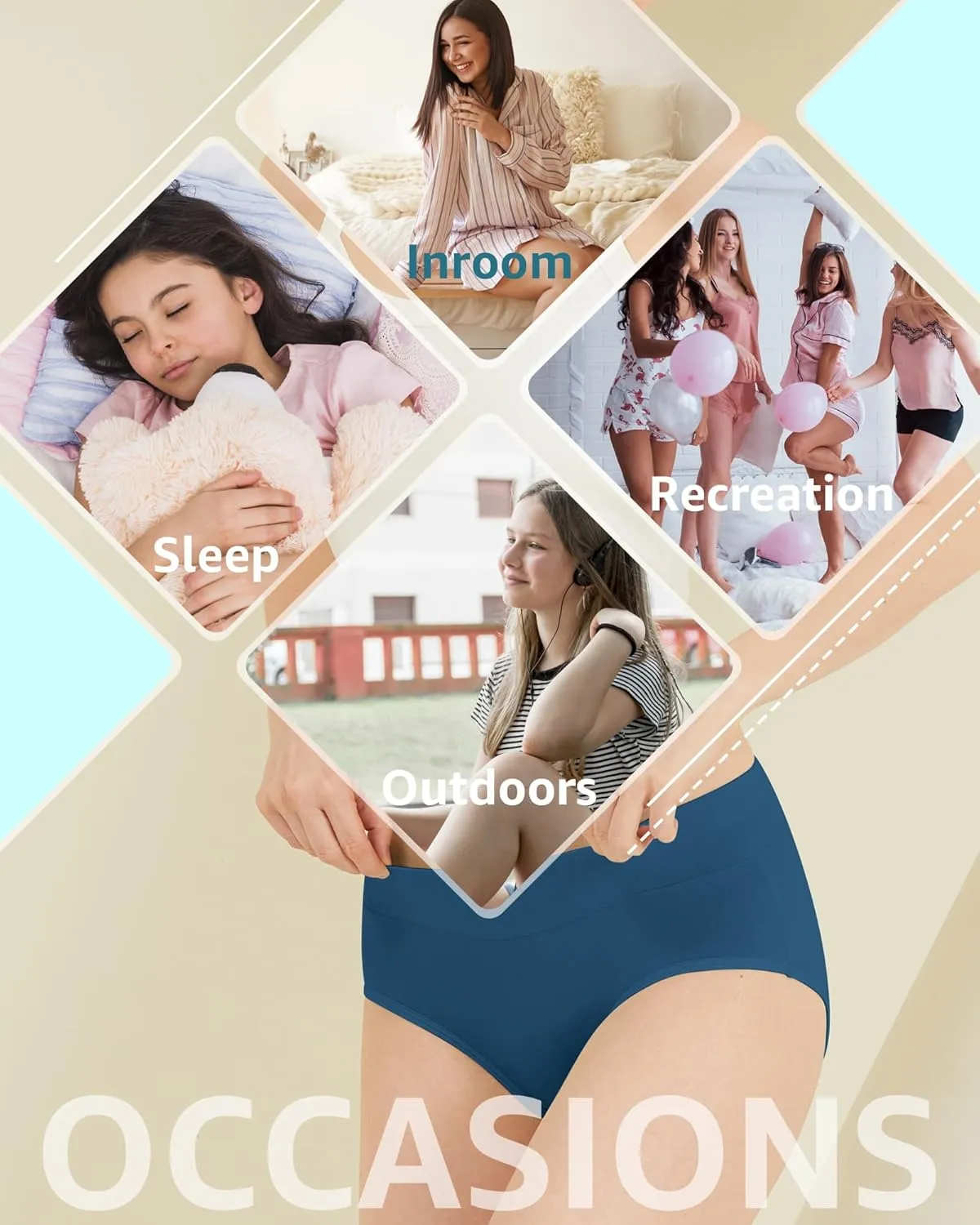 Teen Girls Cotton Underwear Mid Waist Brief Panties 6 pack
