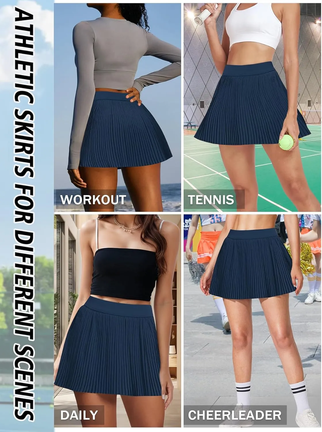 Tennis Skirts for Women Golf Skirts High Waisted Pleated Athletic Skorts Workout Mini Skirt with Pockets Shorts