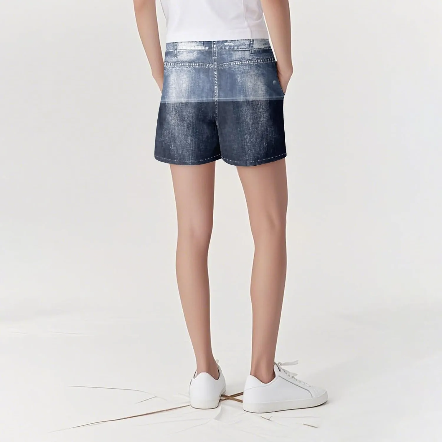 TWGONE Womens Sweatpants Shorts Stretchy High Waisted Denim Printed Bermuda Shorts Sweat Pants That Look Like Jeans