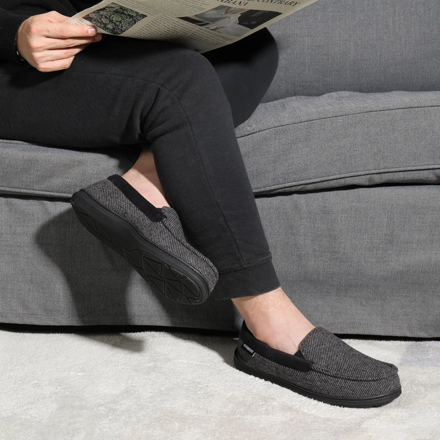 ULTRAIDEAS Men's Carver Slippers Moc Loafer House Shoes Memory Foam