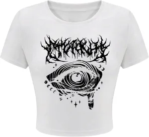 Verdusa Women's Graphic Gothic Tops Vintage Baby Tee Goth Summer Crew Neck Crop Top