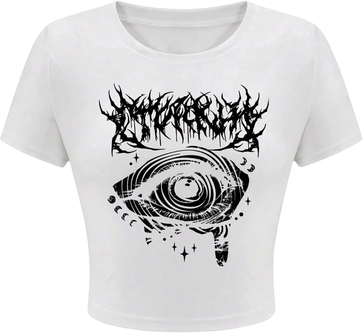 Verdusa Women's Graphic Gothic Tops Vintage Baby Tee Goth Summer Crew Neck Crop Top