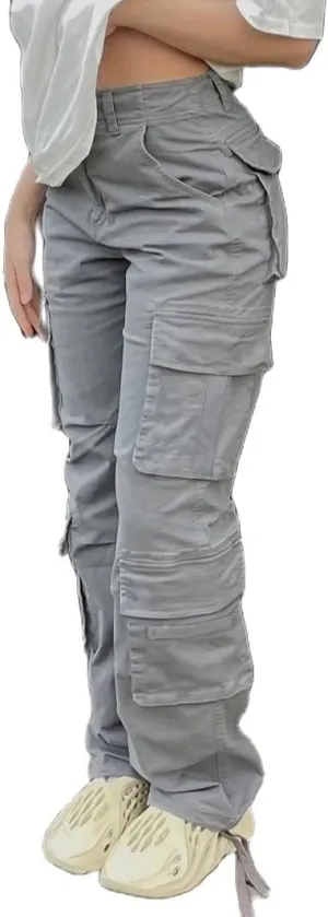 Vintage Cargo Pants Baggy Jeans Women Fashion 90s Streetwear Pockets Wide Leg High Waist Straight Y2k Denim Trousers Overalls