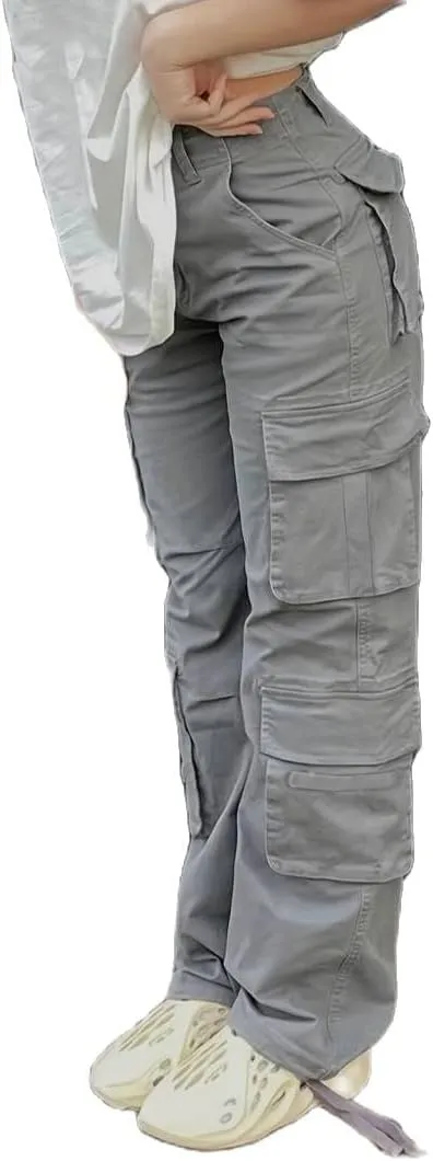 Vintage Cargo Pants Baggy Jeans Women Fashion 90s Streetwear Pockets Wide Leg High Waist Straight Y2k Denim Trousers Overalls