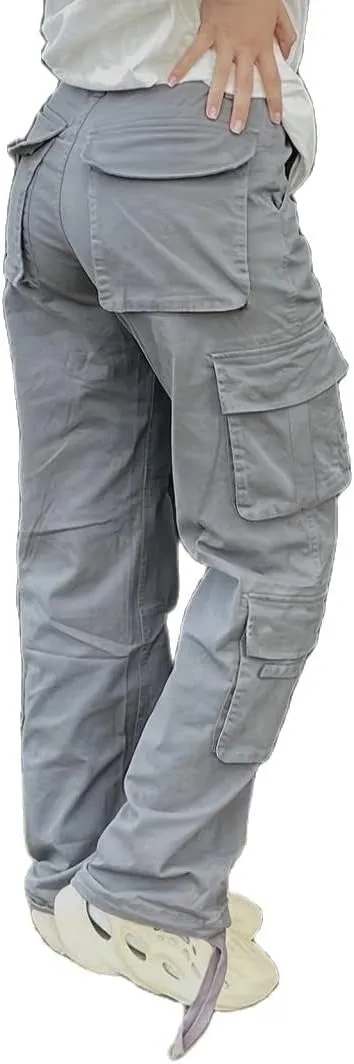 Vintage Cargo Pants Baggy Jeans Women Fashion 90s Streetwear Pockets Wide Leg High Waist Straight Y2k Denim Trousers Overalls