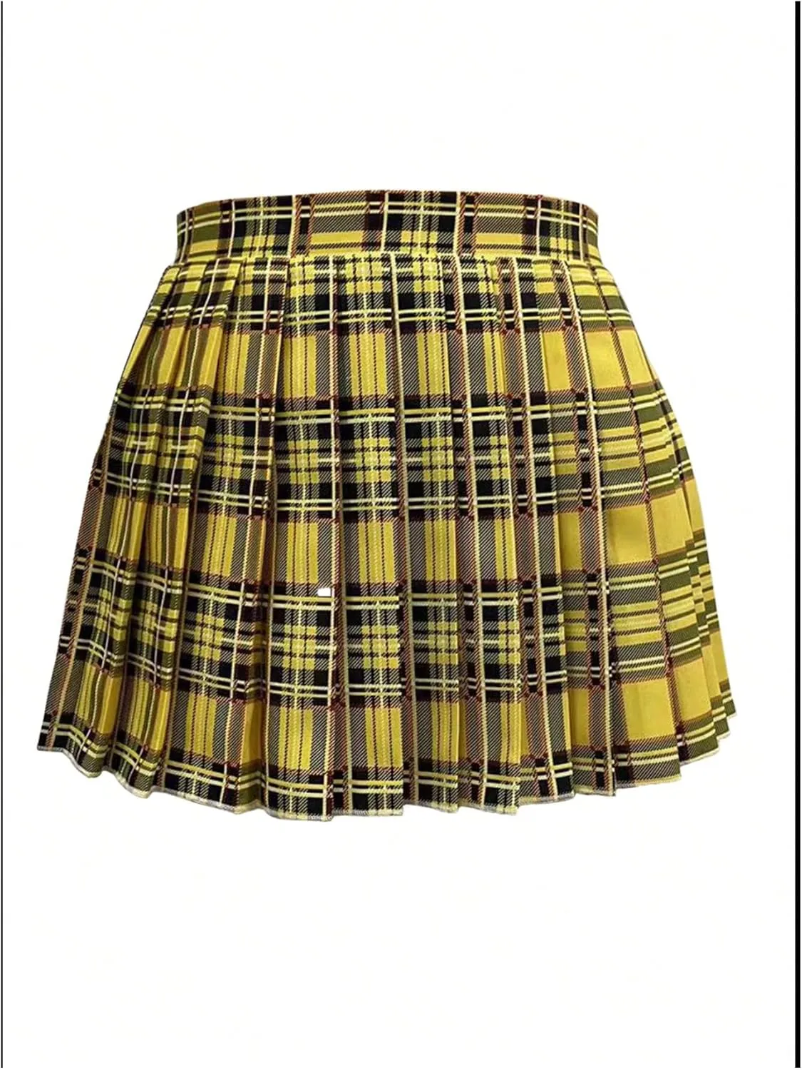 WDIRARA Women's Color Block Plaid Print Pleated Skirt Zipper Side Mini Skirts Sexy Fitted Short Skirt