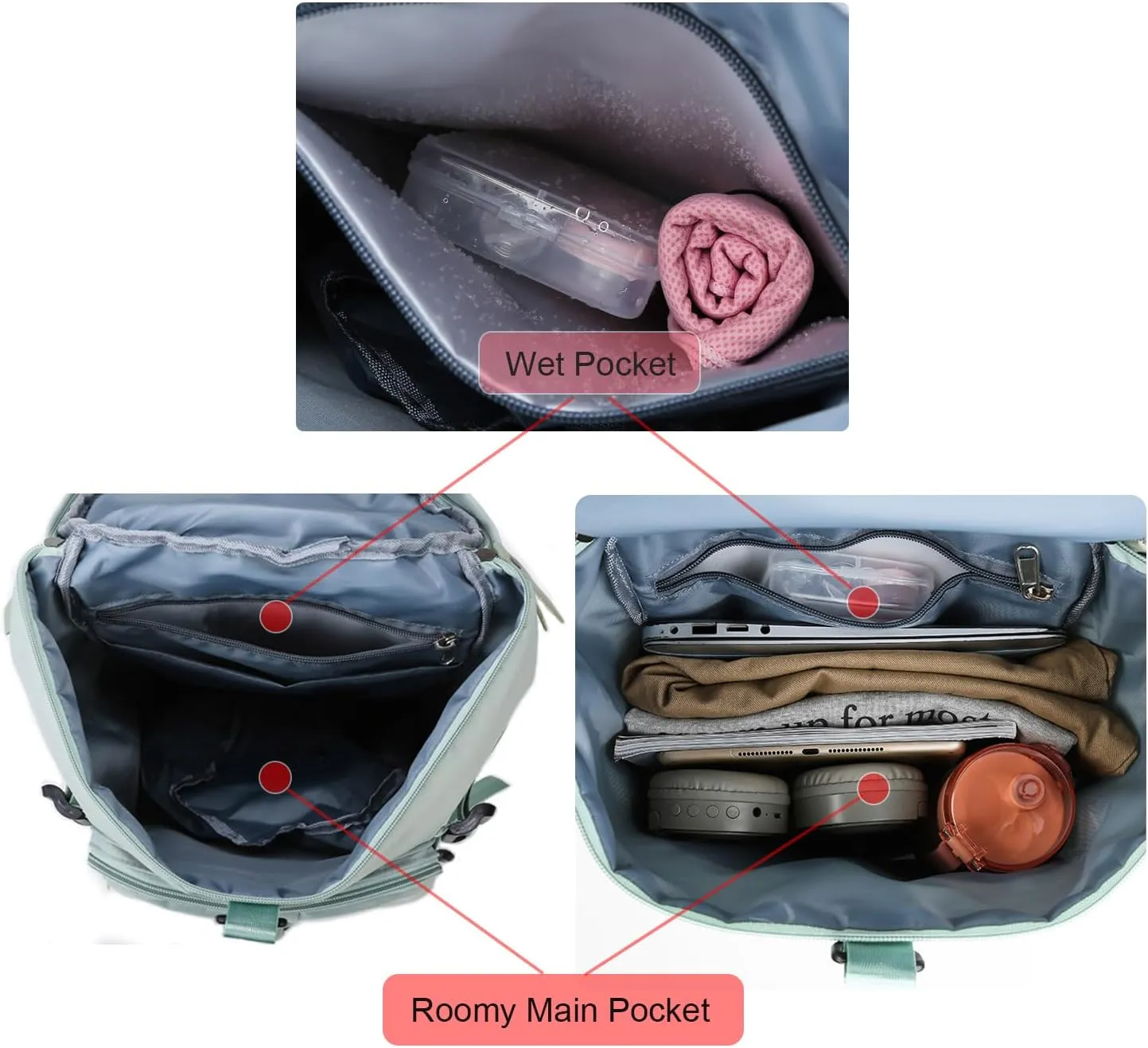 Weekender Duffel Sport Gym Bag Overnight Travel duffle Bags with Shoe Compartment Wet Pocket, D1-green, Modern