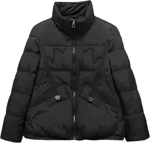 Winter White Duck Down Coat Women Short Puffer Jacket Casual Warm Light Parkas