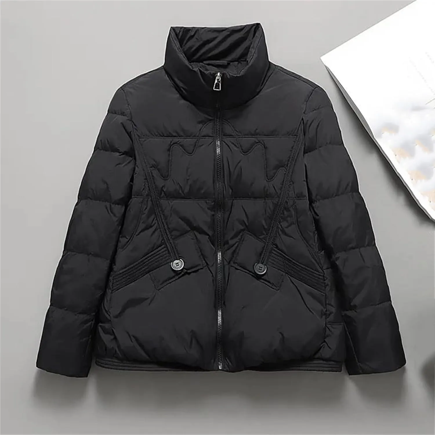 Winter White Duck Down Coat Women Short Puffer Jacket Casual Warm Light Parkas
