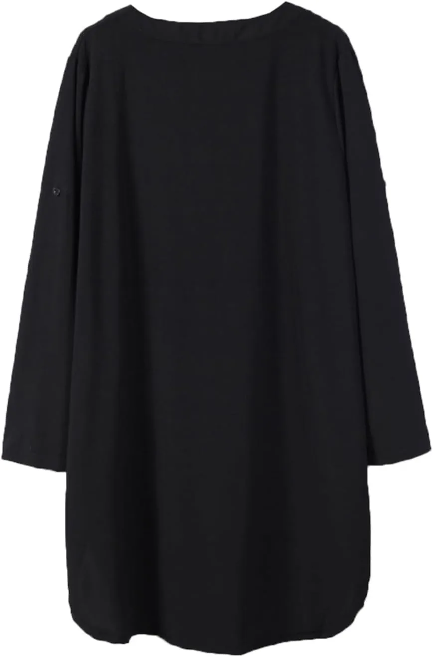 Women Button Down Shirts Dresses Ruffle Sleeve Solid Color Button Down Shift Dresses with Pockets Beach Cover up