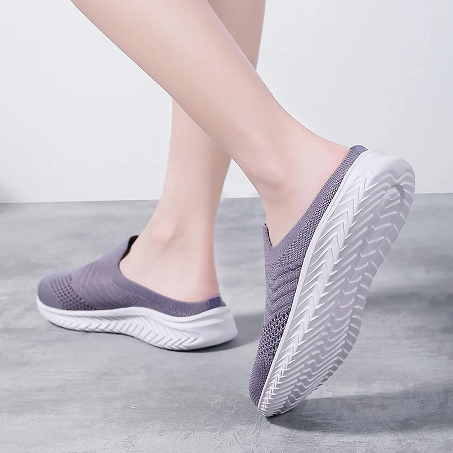 Women Comfortable Slip On Shoes Lightweight Walking Sneakers Canvas Casual Flats Non Slip Elastic Loafers