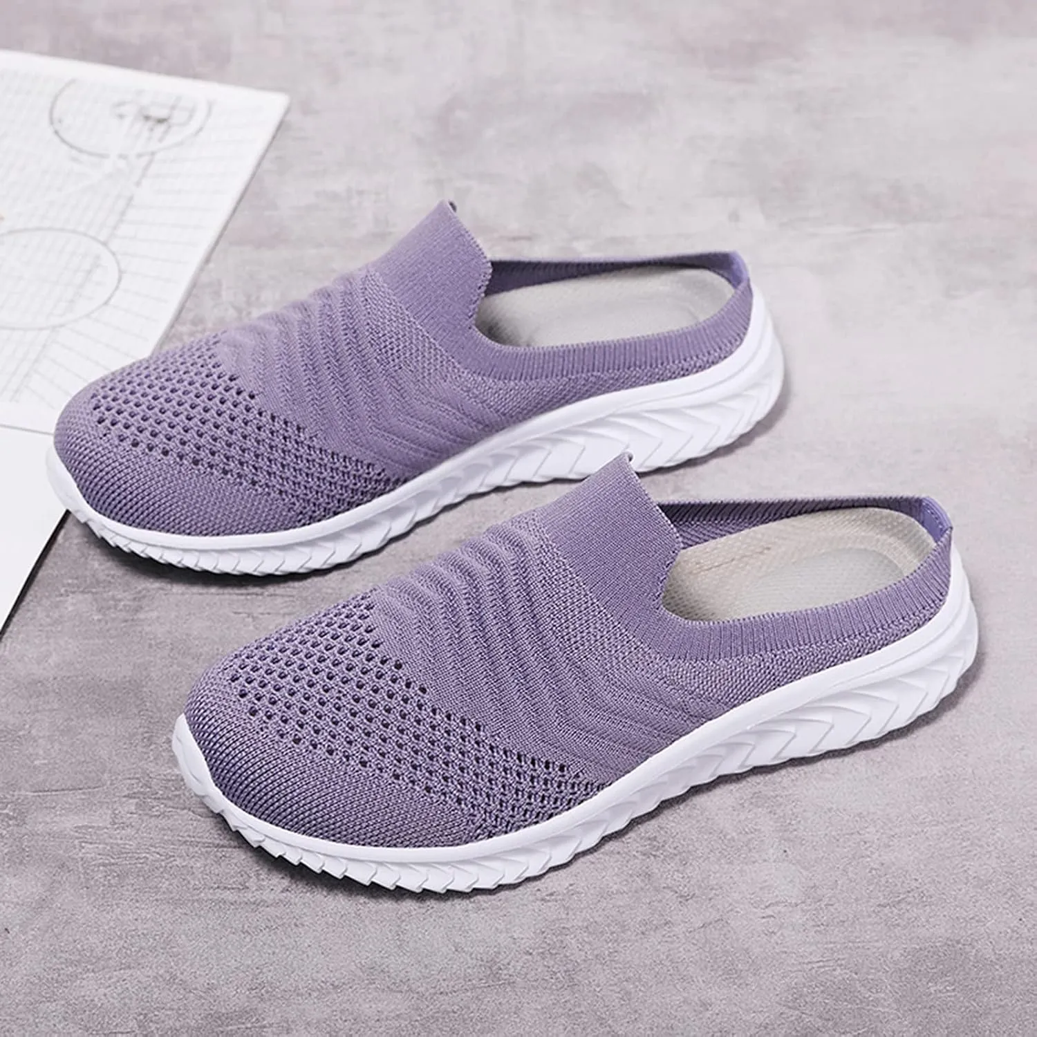 Women Comfortable Slip On Shoes Lightweight Walking Sneakers Canvas Casual Flats Non Slip Elastic Loafers
