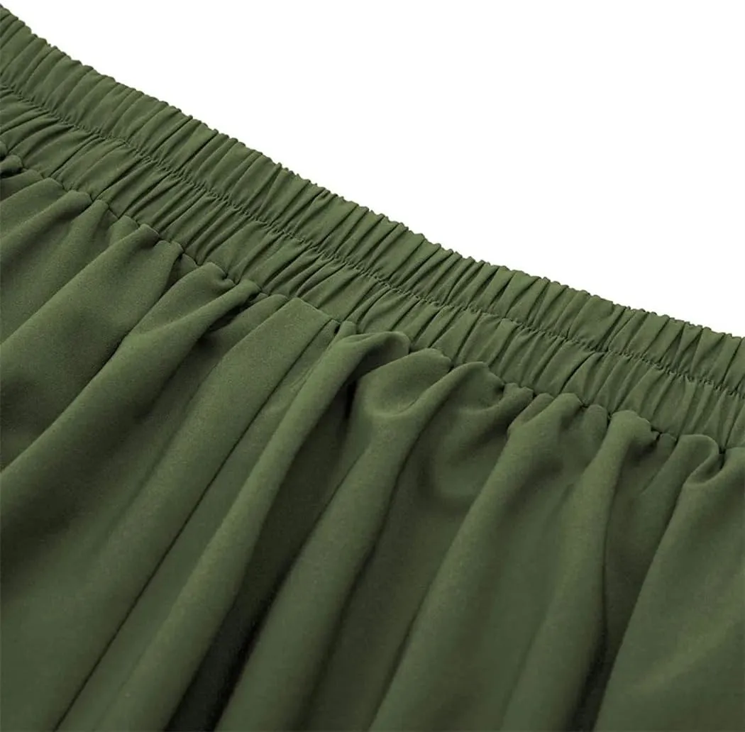 Women Knit Midi Length Button High Waist Skirt Fashion Solid Color Pleated Large Swing Skirts