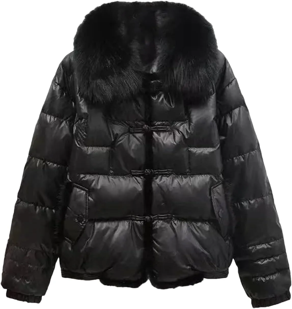 Women Loose Jacket Parka Vintage White Duck Down Winter Short Warm Puffer Coat