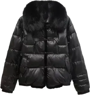 Women Loose Jacket Parka Vintage White Duck Down Winter Short Warm Puffer Coat