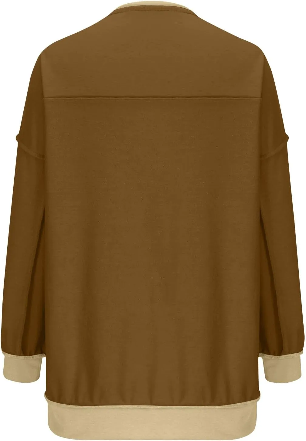Women Oversized V Neck Side Slit Long Sleeve Pullover Shirts Splicing Cute Fall Fashion Casual Hoodies Sweatshirt