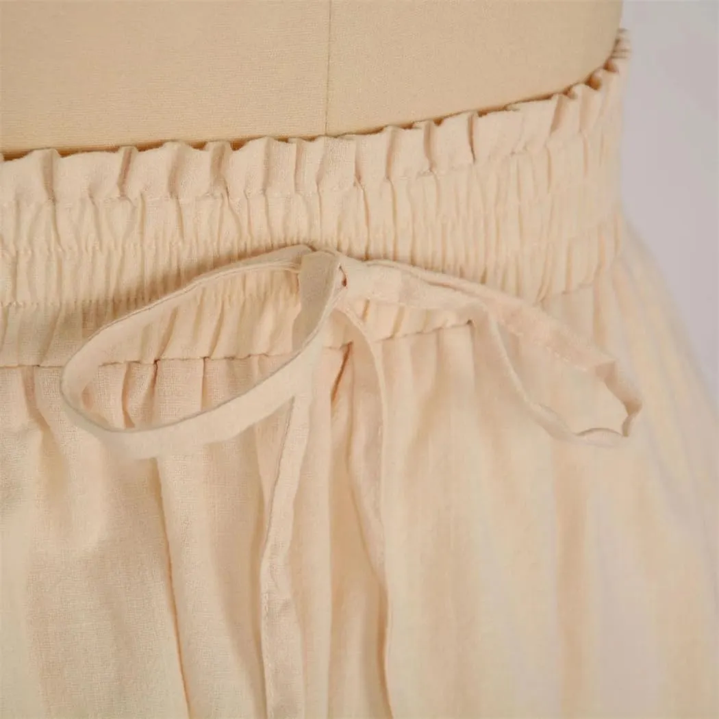 Women Summer Elastic Waisted Drawstring Casual Ruched Skirts High Waist A Line Large Swing Long Skirt