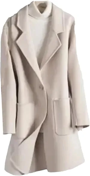 Women Wool Coat Long Double-Faced Wool Overcoat Fashion Suit Collar Outerwear