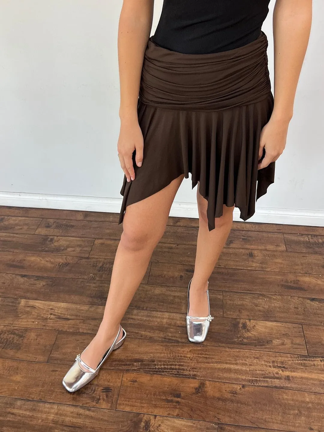 Women Y2k Ruffle Mini Skirt Asymmetrical Hem Pleated Skirt Lace Trim Layered Aline Short Skirt Aesthetic
