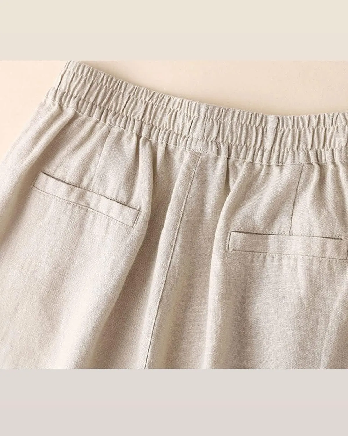 Women's 100% Linen Wide Leg Pants Casual Loose High Waisted Flowy Palazzo Trousers with Pockets