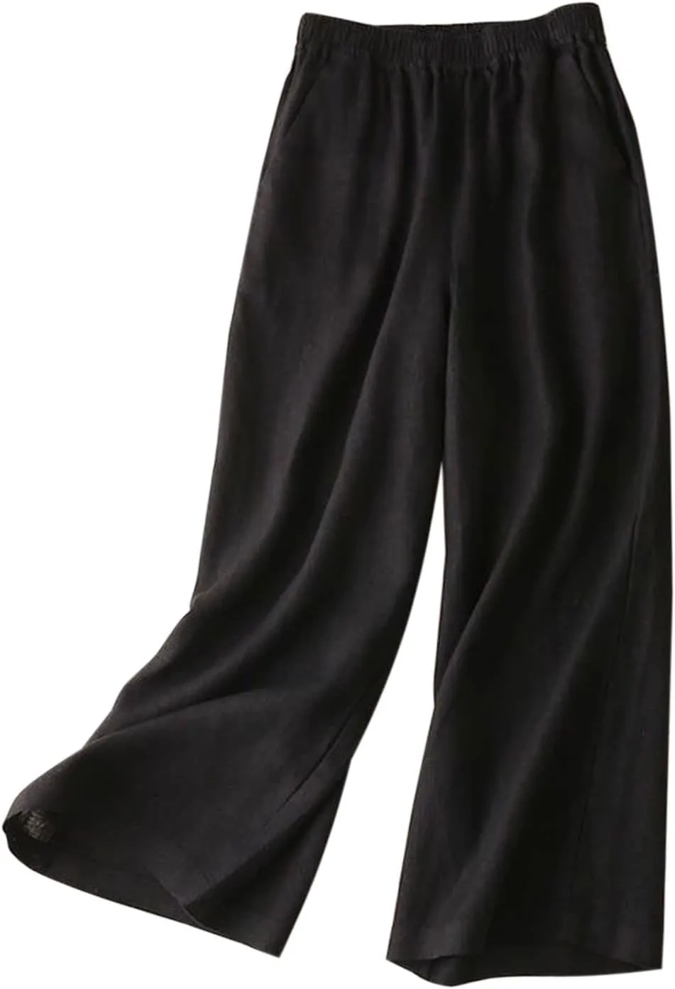 Women's 100% Linen Wide Leg Pants Casual Loose High Waisted Flowy Palazzo Trousers with Pockets