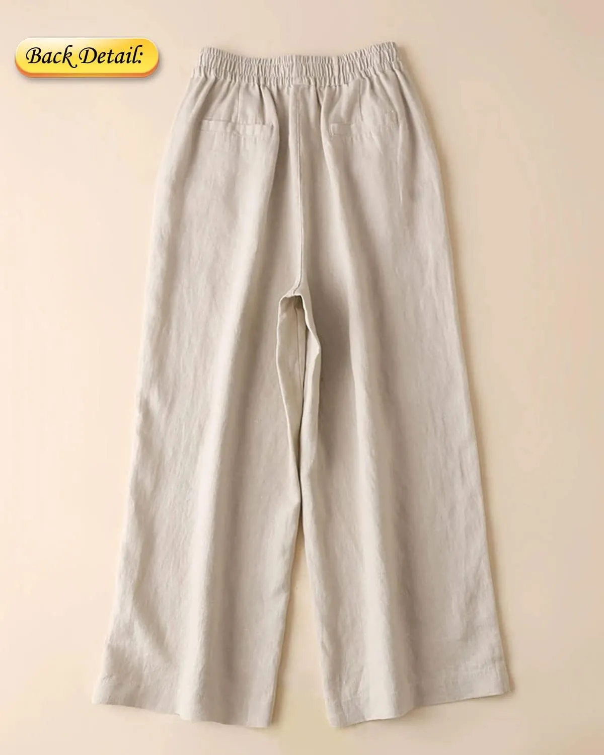 Women's 100% Linen Wide Leg Pants Casual Loose High Waisted Flowy Palazzo Trousers with Pockets