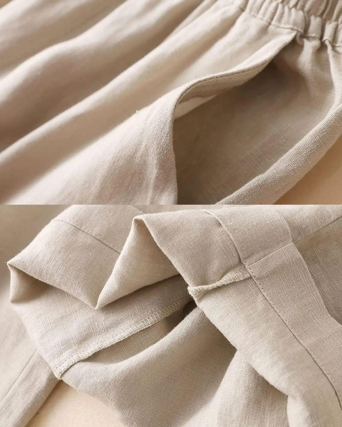 Women's 100% Linen Wide Leg Pants Casual Loose High Waisted Flowy Palazzo Trousers with Pockets