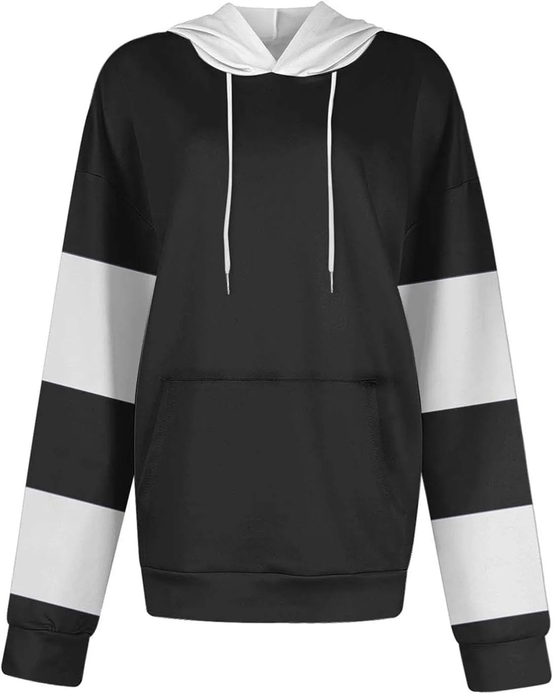 Womens 2024 Hooded Color Block Drawstring Hoodies Pullover Sweatshirts Casual Long Sleeve Tops Shirts Fall Winter