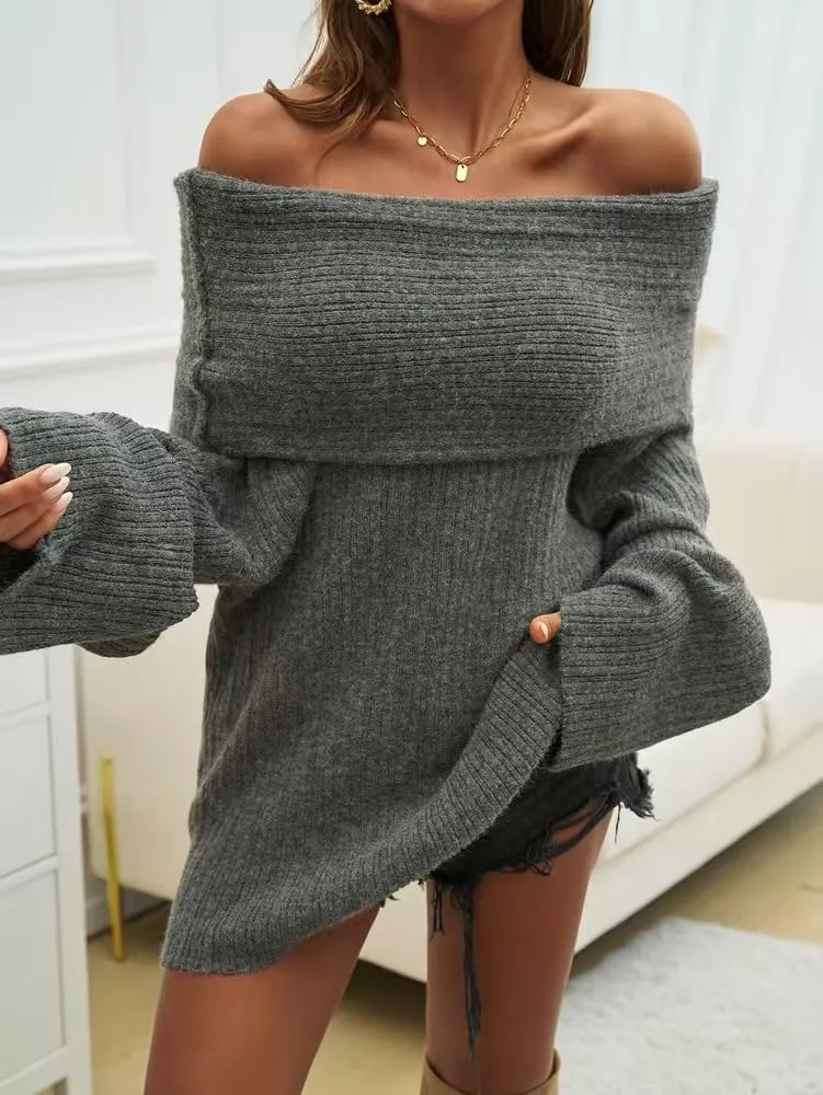 Women's 2025 Trendy Fall Off Shoulder Oversized Sweaters Casual Loose Long Sleeve Slouchy Pullover Tops Y2k Clothes