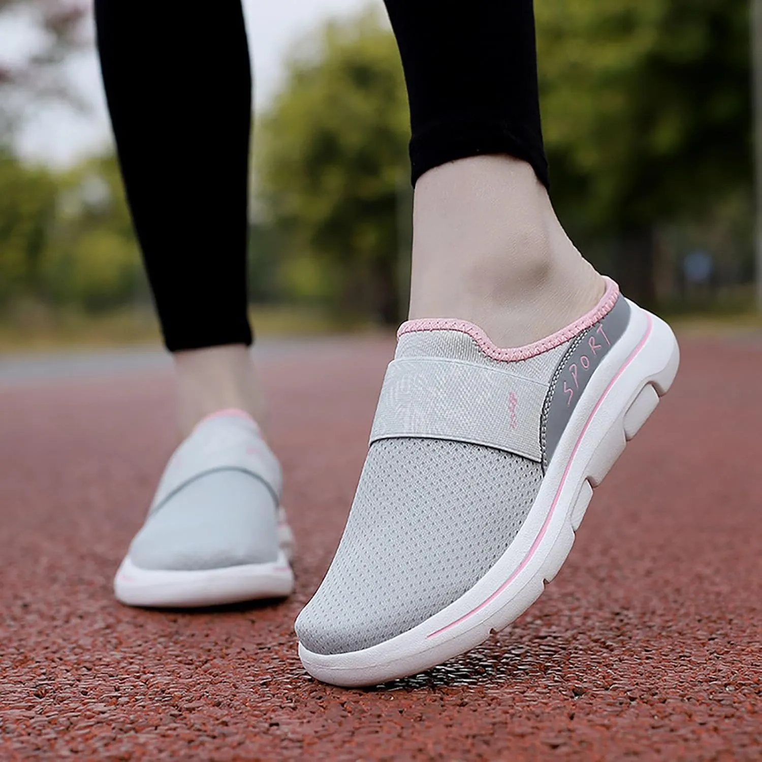 Womens Backless Sneakers Mesh Slip-on Mule Shoes Womens Running Shoes High Top Black Casual Shoes Black Sneakers Platform Tennis Shoe Loafers Casual Slip On