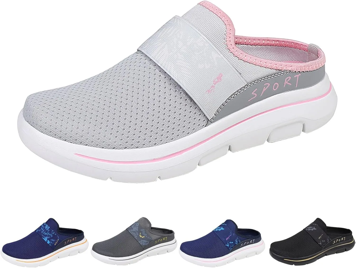 Womens Backless Sneakers Mesh Slip-on Mule Shoes Womens Running Shoes High Top Black Casual Shoes Black Sneakers Platform Tennis Shoe Loafers Casual Slip On