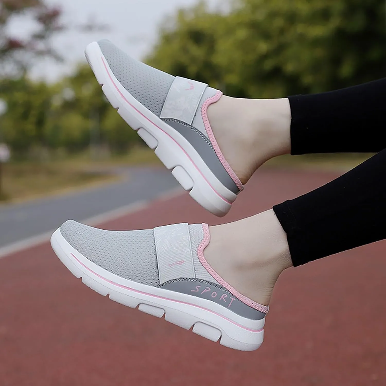 Womens Backless Sneakers Mesh Slip-on Mule Shoes Womens Running Shoes High Top Black Casual Shoes Black Sneakers Platform Tennis Shoe Loafers Casual Slip On