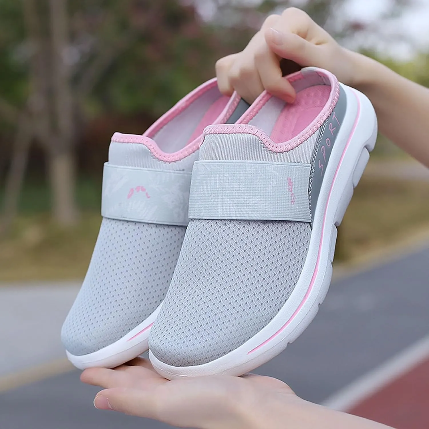 Womens Backless Sneakers Mesh Slip-on Mule Shoes Womens Running Shoes High Top Black Casual Shoes Black Sneakers Platform Tennis Shoe Loafers Casual Slip On