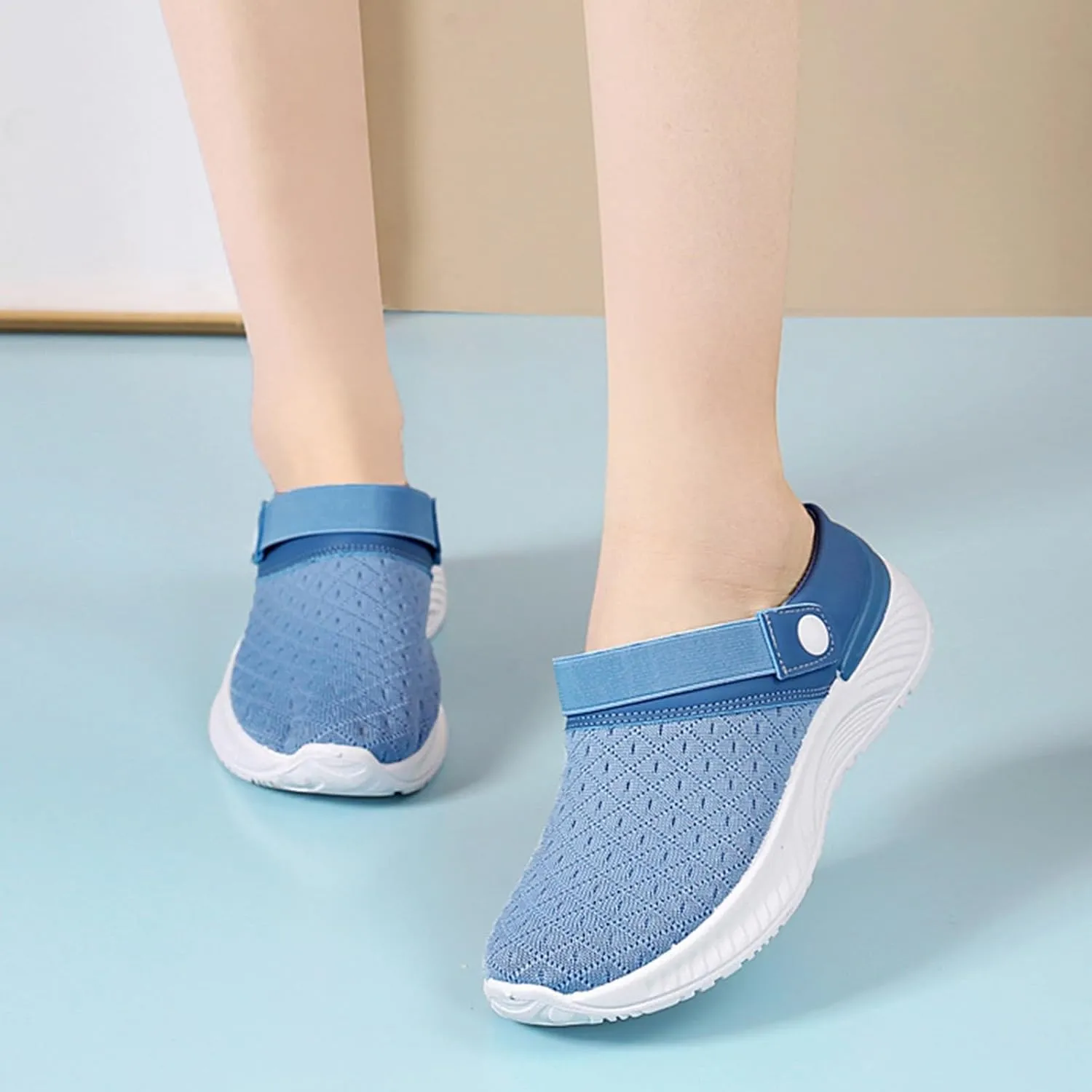 Women's Backless Walking Sneakers Summer Slip-on Walking Shoes Women Fashion Casual Shoes Slip On Walking Sneakers Steel Toe Tennis Shoe Loafers Dress Shoe