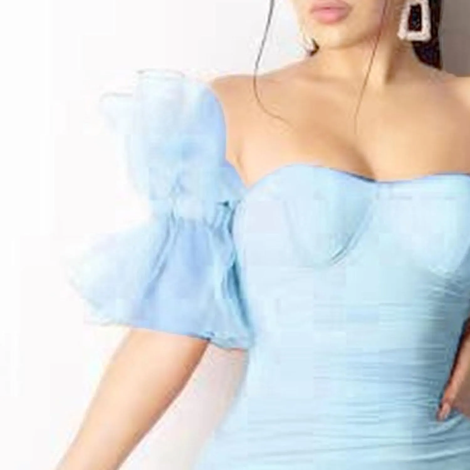 Women's Bodycon Tube Top Cocktail Party Dress Slim Fit Ruched Stylish Mini Dress Mesh Short Sleeve Prom Dresses