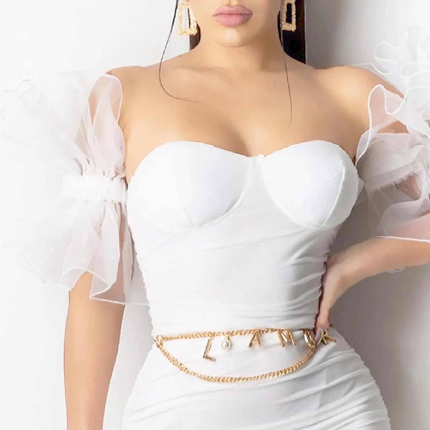 Women's Bodycon Tube Top Cocktail Party Dress Slim Fit Ruched Stylish Mini Dress Mesh Short Sleeve Prom Dresses